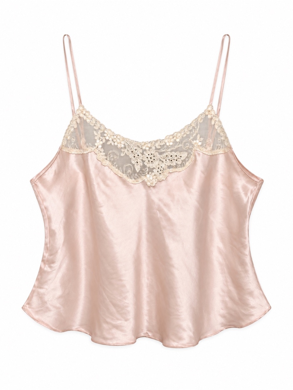 Victoria’s Secret Gold Label Vintage 90s Blush Satin Lace Trim Cami